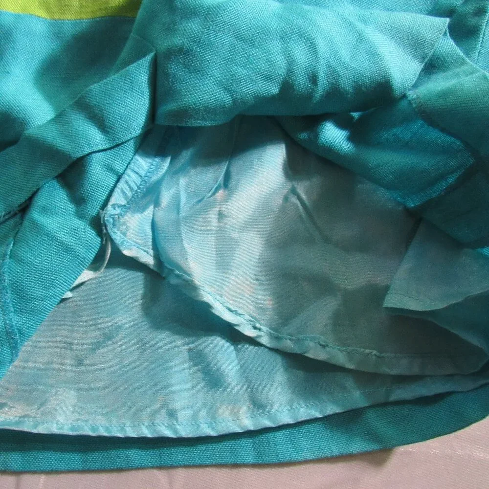 Vintage Nipon Boutique Rayon Dress Lime Green Turquoise Size Small Retro 80s - Picture 8 of 9